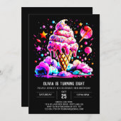 Sweet Watercolor Printable Ice Creme Giro del Malc Einladung (Vorne/Hinten)