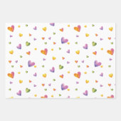 Sweet Watercolor Rainbow Heartern Muster Geschenkpapier Set (Vorderseite 3)
