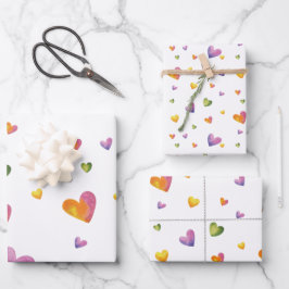 Sweet Watercolor Rainbow Heartern Muster Geschenkpapier Set