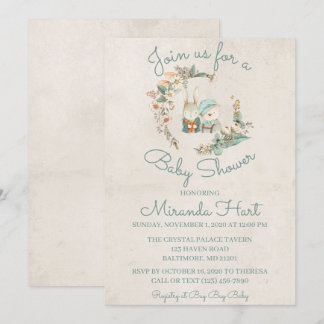 Sweet Watercolor Rustic Animals Baby Dusche Einladung