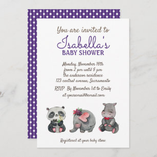 Sweet Watercolor Safari Animals Kinderdusche Einladung