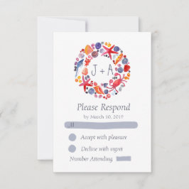 Sweet Watercolor Sea Wreath Beach Wedding UAWG RSVP Karte