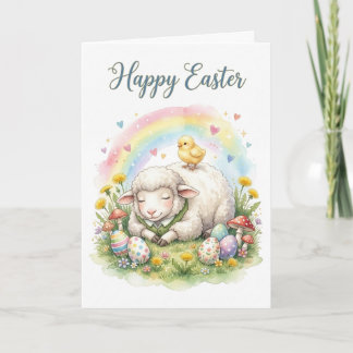 Sweet Watercolor Sheep Easter Card Karte