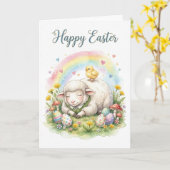 Sweet Watercolor Sheep Easter Card Karte (Gelbe Blume)