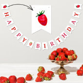 Sweet Watercolor Strawberries Happy Birthday Wimpelkette