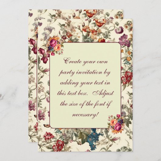 Sweet Watercolor Summer Floral Einladung Template (Vorne/Hinten)