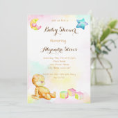Sweet Watercolor Tigger Baby Dusche Einladung (Stehend Vorderseite)