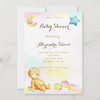 Sweet Watercolor Tigger Baby Dusche Einladung
