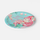 Sweet Watercolor Under Sea Mermaid Girly Birthday Pappteller (Schrägansicht)