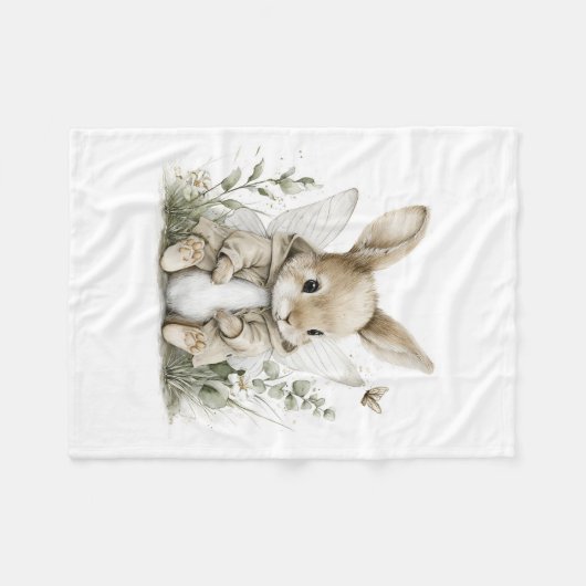 Sweet watercolour fairy bunny illustration fleecedecke (Vorderseite (Horizontal))
