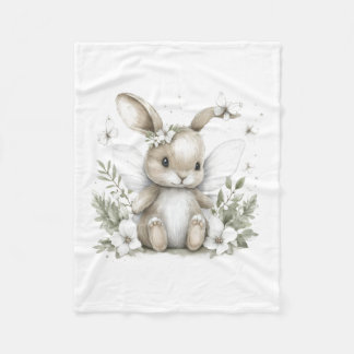 Sweet watercolour fairy bunny illustration fleecedecke