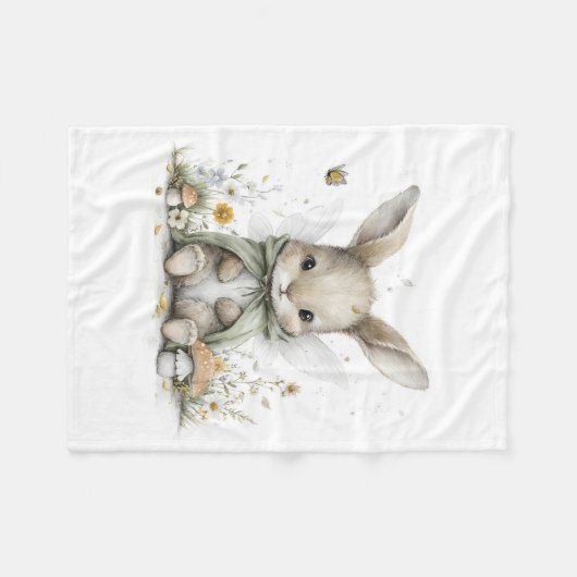 Sweet watercolour fairy bunny illustration fleecedecke (Vorderseite (Horizontal))