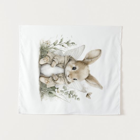 Sweet watercolour fairy bunny illustration wandteppich (Vorderseite (Horizontal))
