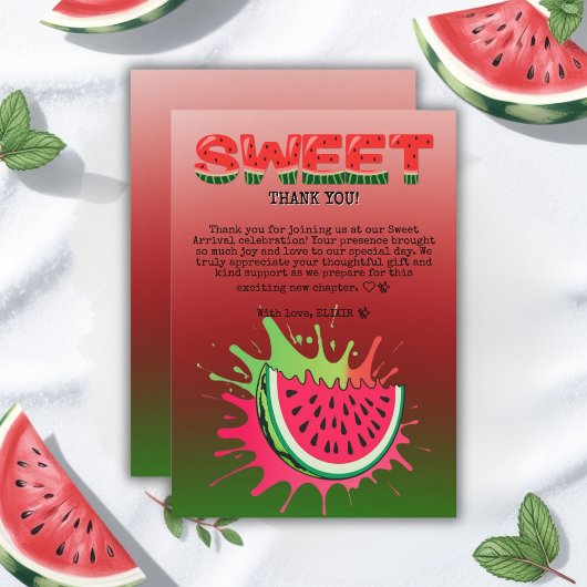 Sweet Watermelon Baby Dusche Dankeskarte