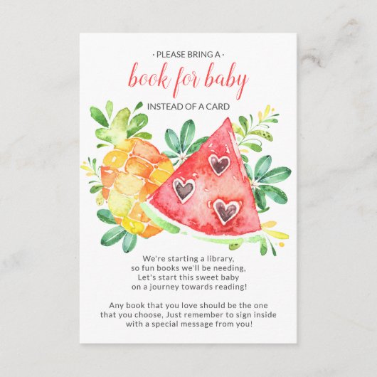 Sweet Watermelon Baby Shower Book for Baby Card Begleitkarte (Vorderseite)