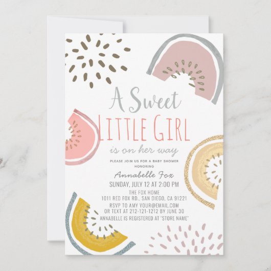Sweet Watermelon Boho Baby Shower Einladung (Vorderseite)