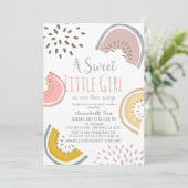 Sweet Watermelon Boho Baby Shower Einladung (Stehend Vorderseite)