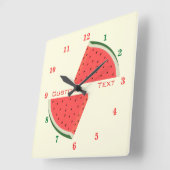 Sweet Watermelon Clock Benutzerdefinierter Text un Quadratische Wanduhr (Winkel)
