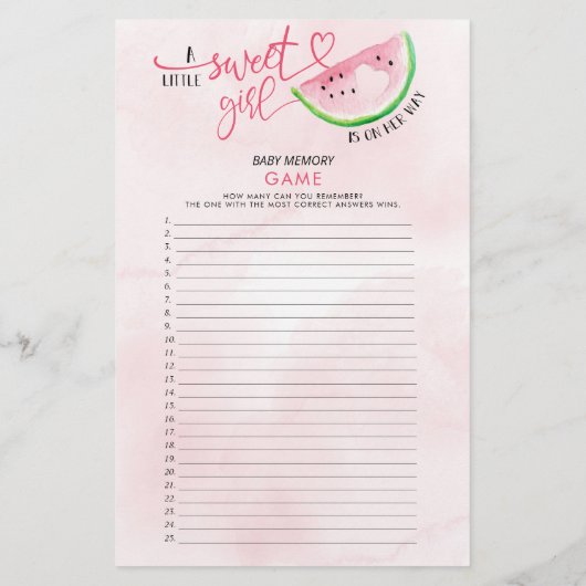 Sweet Watermelon Double Sided Baby Showspiele (Rückseite)