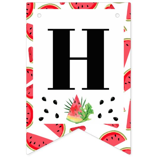Sweet Watermelon Happy Birthday 3 Foto Wimpelkette (Zweite Fahne)