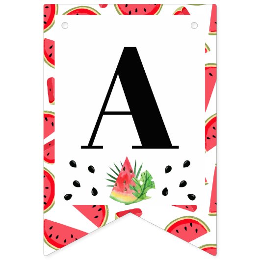 Sweet Watermelon Happy Birthday 3 Foto Wimpelkette (Dritte Fahne)