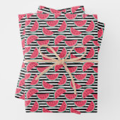 Sweet Watermelon on Stripes Black & White Muster Geschenkpapier Set (Beispiel)
