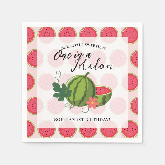 Sweet Watermelon Ribbon Einladung Serviette (Vorderseite)