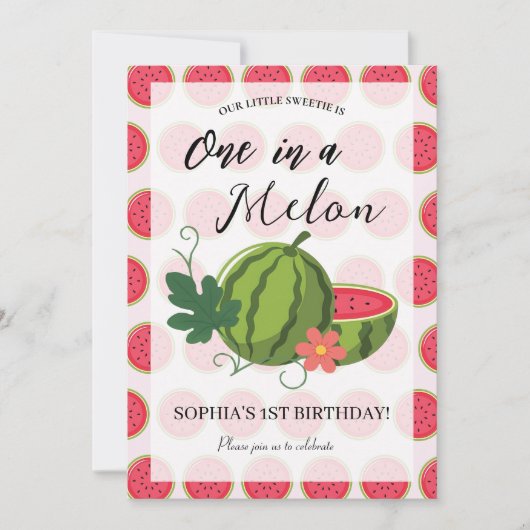 Sweet Watermelon Ribbon Sommer Einladung (Vorderseite)