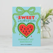 Sweet Watermelon Ribbon Sommer Einladung (Stehend Vorderseite)