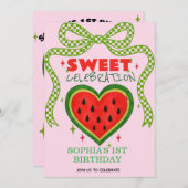 Sweet Watermelon Ribbon Sommer Einladung (Vorne/Hinten)