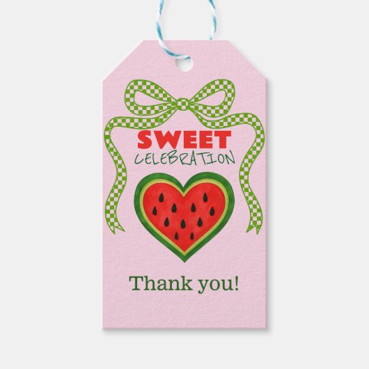 Sweet Watermelon Ribbon Sommer Einladung Geschenkanhänger (Vorderseite)