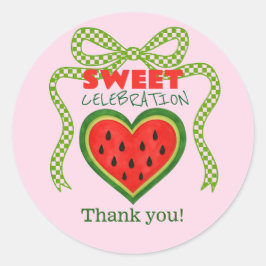 Sweet Watermelon Ribbon Sommer Einladung Runder Aufkleber