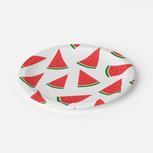 Sweet Watermelon Slice Pattern Pappteller (Schrägansicht)