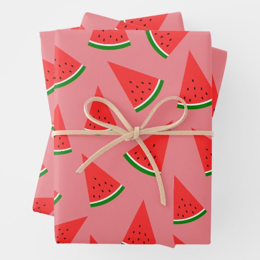 Sweet Watermelon Slice Pattern Pink Geschenkpapier Set (Beispiel)