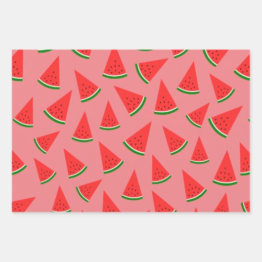 Sweet Watermelon Slice Pattern Pink Geschenkpapier Set (Vorderseite)
