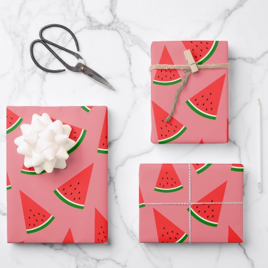 Sweet Watermelon Slice Pattern Pink Geschenkpapier Set (Vorderseite)