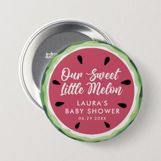 Sweet Watermelon Summer Melon Baby Shower Button (Vorne & Hinten)