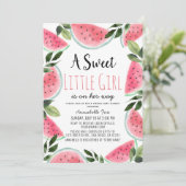 Sweet Watermelon Watercolor Virtual Baby Dusche Einladung (Stehend Vorderseite)