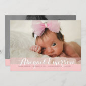 Sweet Welcome Two Foto Moderne Geburtserklärung Ankündigung (Vorne/Hinten)