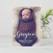 Sweet Welcome Two Foto Moderne Geburtserklärung Ankündigung (Stehend Vorderseite)