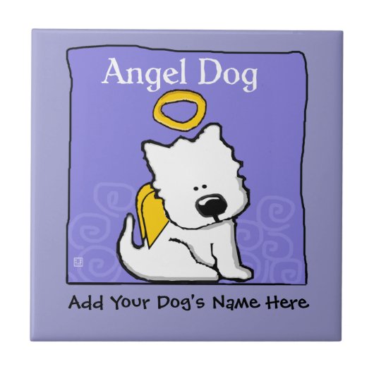 Sweet Westie Dog Angel Memorial Fliese (Vorderseite)