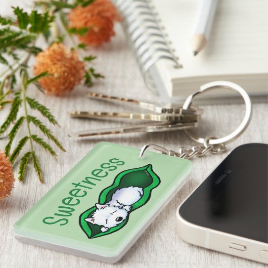 Sweet Westie Terrier Pea Pod  Schlüsselanhänger (Vorderseite rechts)