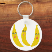 Sweet Whimsical Banana Trio Fruity Fun Schlüsselanhänger (Vorderseite)