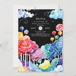Sweet Whimsical Candyland Birthday Einladung