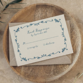 Sweet Whimsical Handgeschriebene Illustrierte Hoch RSVP Karte