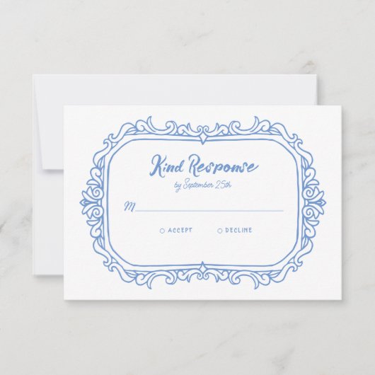 Sweet Whimsical Handwritten Illustrated Wedding RSVP Karte (Vorderseite)