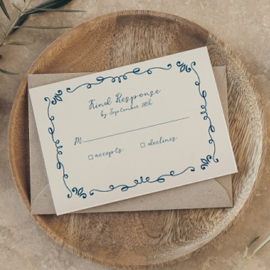 Sweet Whimsical Handwritten Illustrated Wedding RSVP Karte