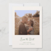 Sweet Whimsical Ivory and Sage | Foto- und QR-Code Save The Date (Vorderseite)