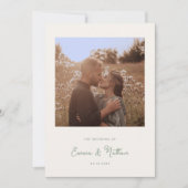 Sweet Whimsical Ivory and Sage Green Foto Hochzeit Einladung (Vorderseite)