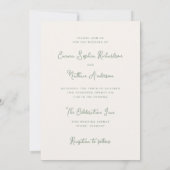 Sweet Whimsical Ivory and Sage Green Foto Hochzeit Einladung (Rückseite)